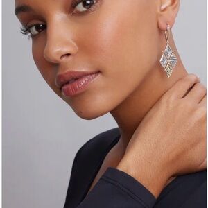 Lagos Two-Tone Drop Earrings Silver and Gold Geometric
